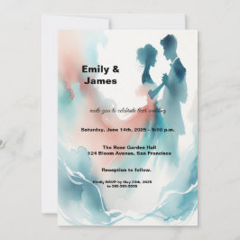 Convite Elegant Watercolor Dancing Couple Wedding Invitati