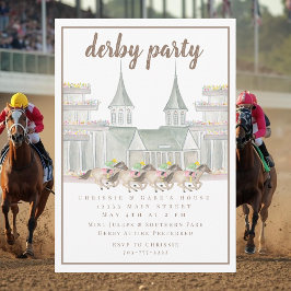 Convite Elegant Watercolor Derby Party Racing Horses 