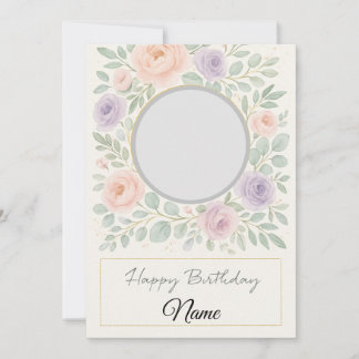 Convite Elegant Watercolor Floral Birthday Card