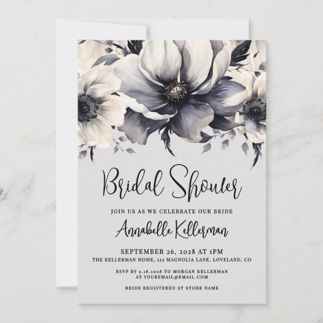 Convite Elegant Watercolor Floral Bridal Shower (Frente)