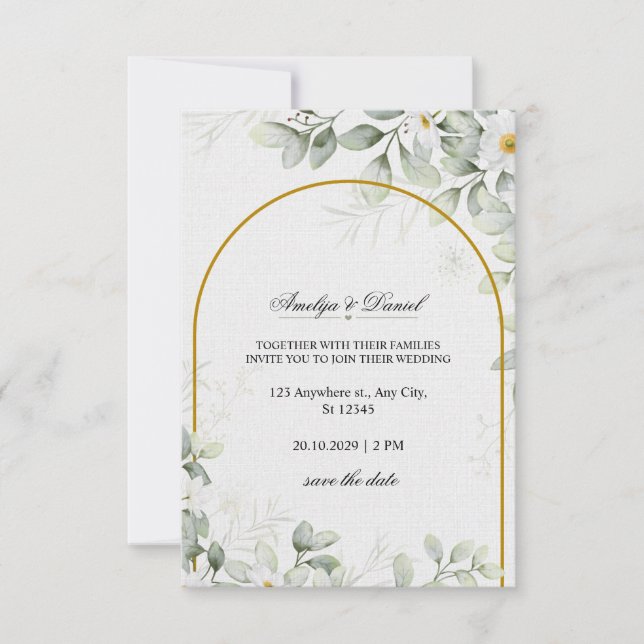 Convite Elegant Watercolor Floral Wedding Card (Frente)