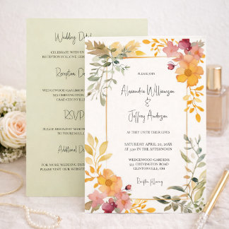 Convite Elegant Watercolor Floral Wedding Invitation