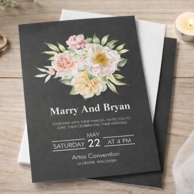 Convite Elegant Watercolor Floral Wedding Invitation (Criador carregado)