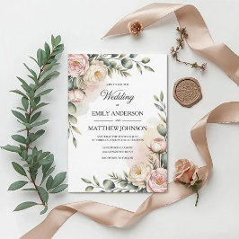 Convite Elegant Watercolor Floral Wedding Invitation
