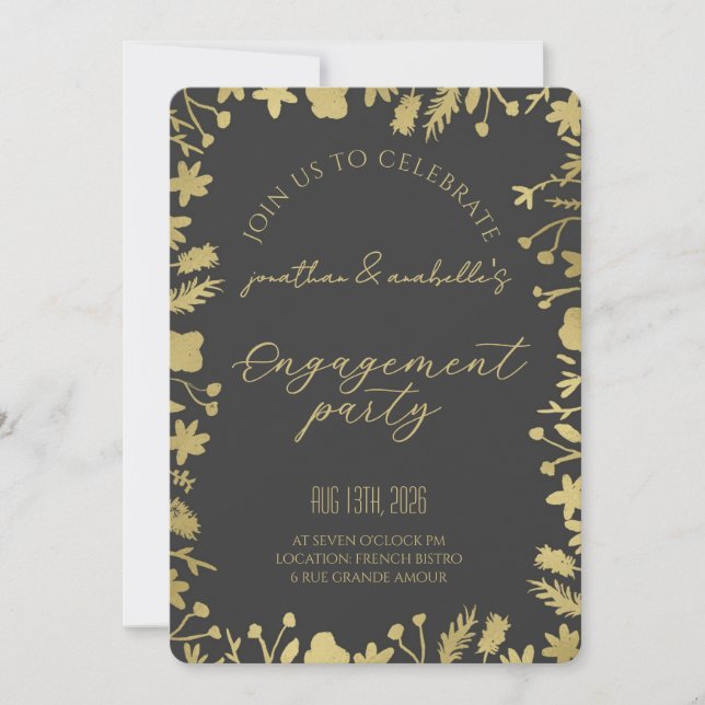 Convite Elegant Watercolor Flower Engagement Celebration (Frente)