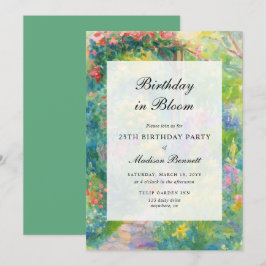 Convite Elegant Watercolor Garden Adult Birthday Party