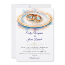 Elegant Watercolor Golden Rose Wedding Rings