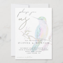Convite Elegant Watercolor Hummingbird Wedding Invitation