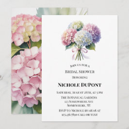 Convite Elegant Watercolor Hydrangea Bridal Shower