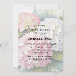 Convite Elegant Watercolor Hydrangea Brunch and Bubbly