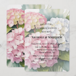 Convite Elegant Watercolor Hydrangea Couples Shower