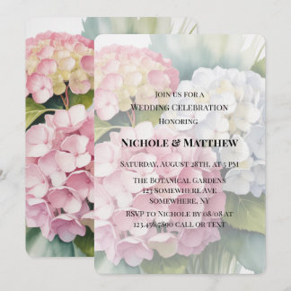 Convite Elegant Watercolor Hydrangea Wedding Celebration