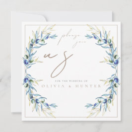 Convite Elegant Watercolor Olive Branch Wedding Invitation