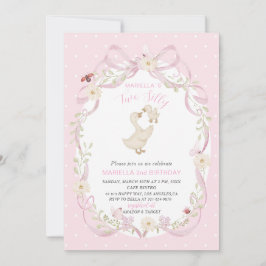 Convite Elegant  Watercolor One 2nd Birthday silly goose B