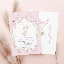 Convite Elegant  Watercolor One 2nd Birthday silly goose B