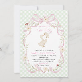 Convite Elegant  Watercolor One 2nd Birthday silly goose B