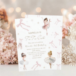 Convite Elegant  Watercolor One 3rd Birthday tutu cute Gir