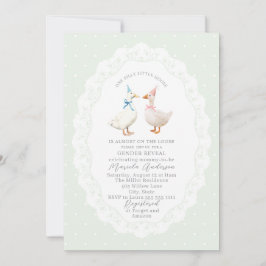 Convite Elegant Watercolor Silly Goose gender reveal Baby 