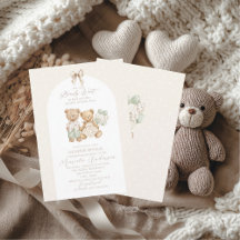 Elegant Watercolor Teddy Bear gender reveal Baby S