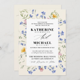 Convite Elegant Watercolor Wldflowers Meadow Details RSVP