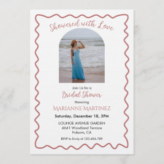 Convite Elegant Wavy Frame Bridal Shower Photo Invitation