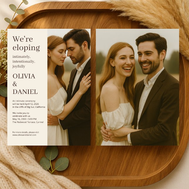 Convite Elegant Wedding Elopement Minimalist Photo  (Criador carregado)