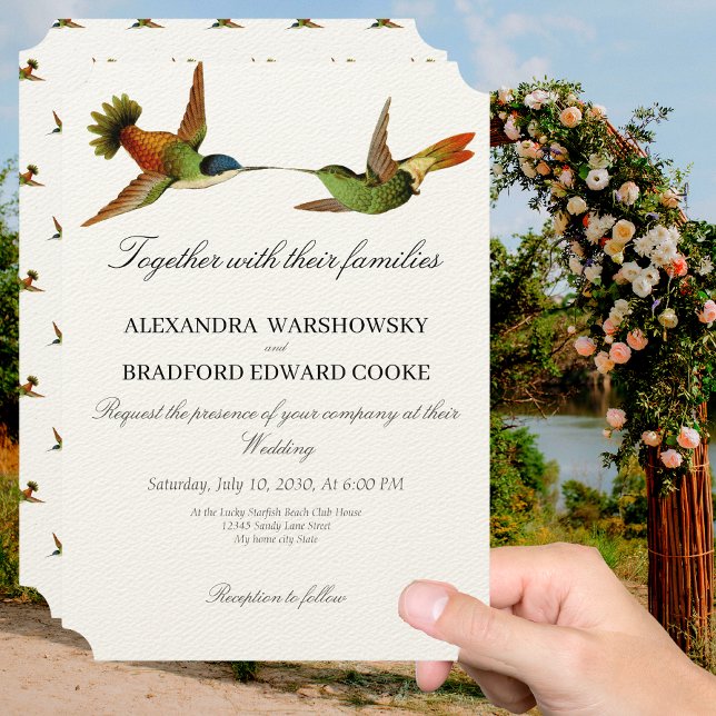 Convite Elegant Wedding Hummingbird  wedding invitation (Criador carregado)