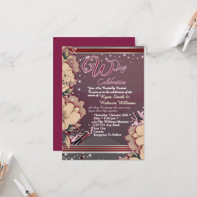 Convite Elegant Wedding Invitation (Frente/Verso In Situ)