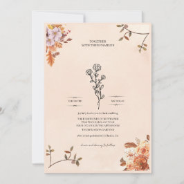 Convite Elegant wedding invitation adorned with roses