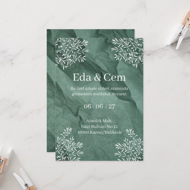 Convite Elegant Wedding Invitation Card (Frente/Verso In Situ)