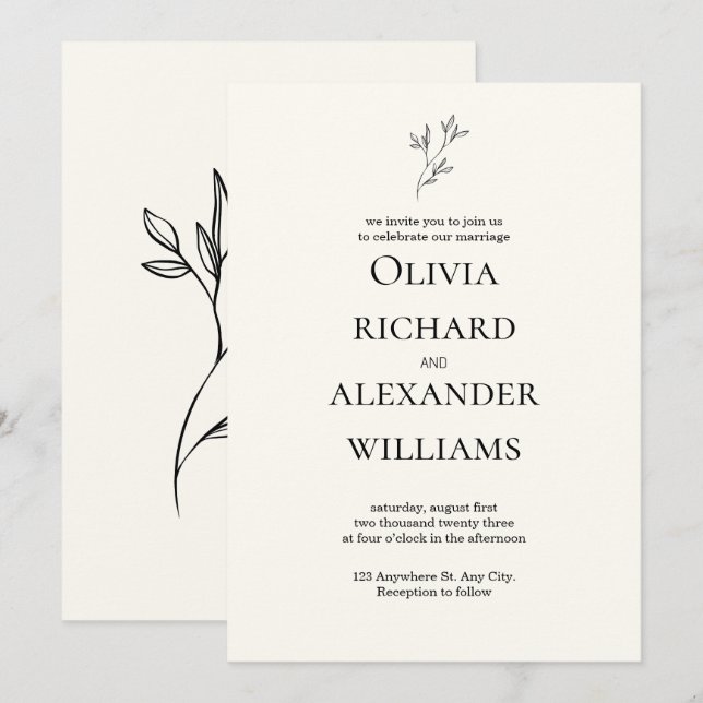 Convite Elegant Wedding Invitation Card (Frente/Verso)