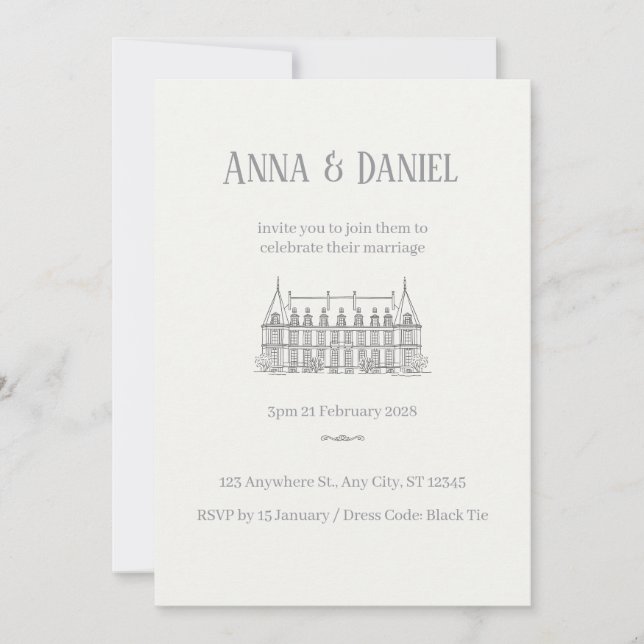 Convite Elegant Wedding Invitation Card  (Frente)
