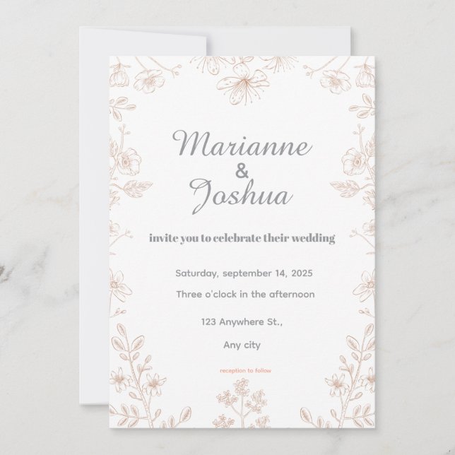 Convite Elegant Wedding Invitation Card  (Frente)
