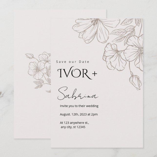 Convite Elegant Wedding Invitation Card TemplateInvitation (Frente/Verso)
