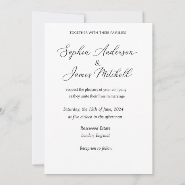 Convite Elegant Wedding Invitation Cover | Romantic Floral (Frente)