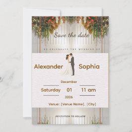 Convite Elegant Wedding Invitation | Editable Names, Date 
