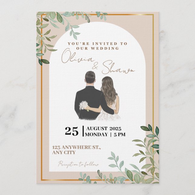Convite Elegant Wedding Invitation | Modern Romantic  (Frente)