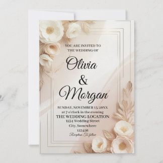 Convite Elegant Wedding Invitation Pampas Grass Flora