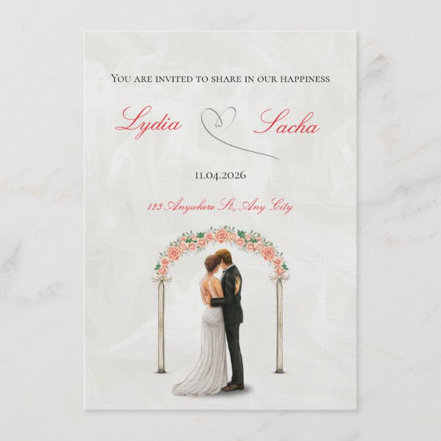 Convite Elegant Wedding Invitation Template (Frente)