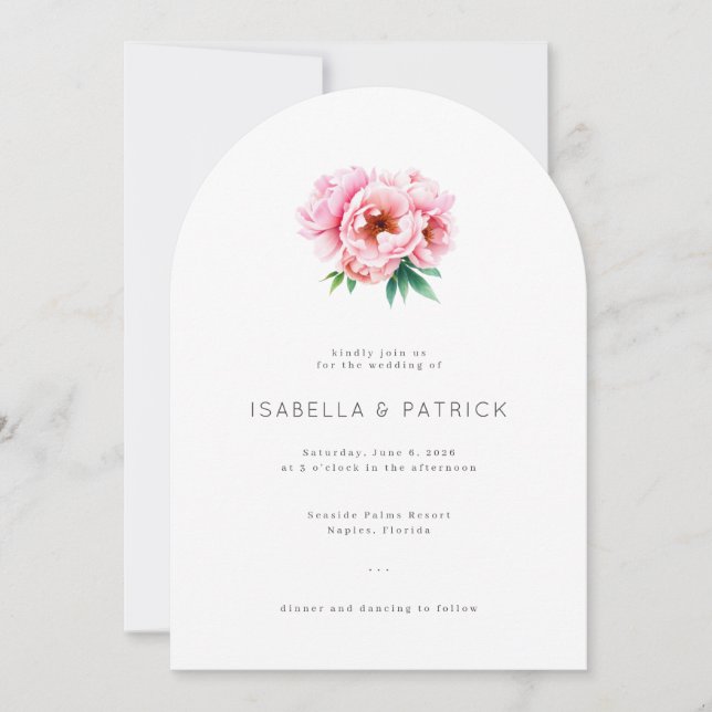 Convite Elegant Wedding Invitation with Floral Design (Frente)