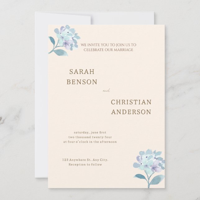 Convite Elegant Wedding Invitation with Floral Design (Frente)