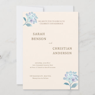 Convite Elegant Wedding Invitation with Floral Design