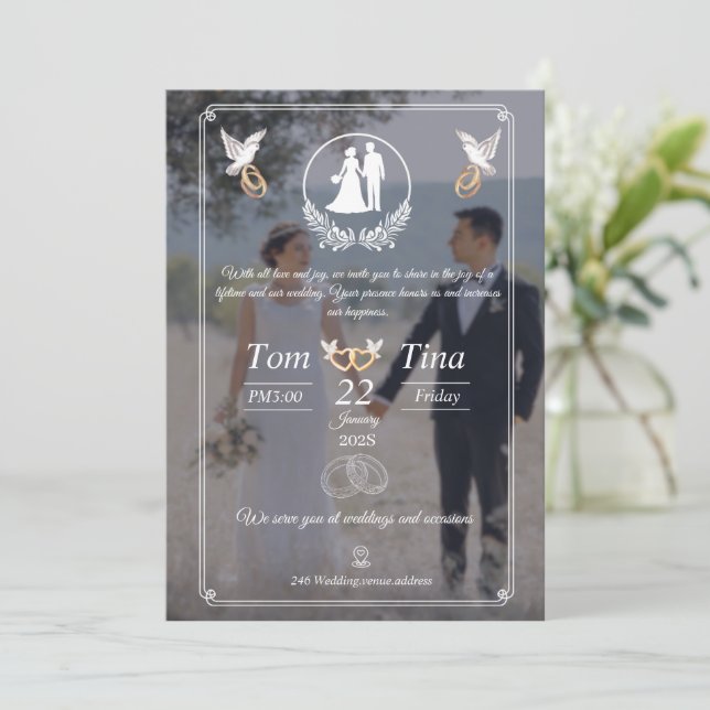 Convite Elegant wedding invitation with new design (Em pé/Frente)