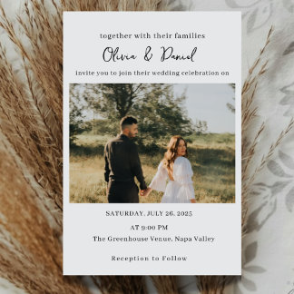 Convite Elegant Wedding Invitation with Photo