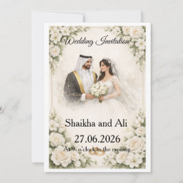 Convite Elegant Wedding Invitation with White Flowers and 