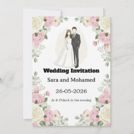 Convite  Elegant Wedding Invitation with White Roses & Car