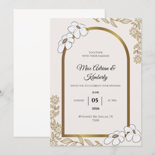 Convite Elegant Wedding Invitations | Minimalist Designs (Frente/Verso)