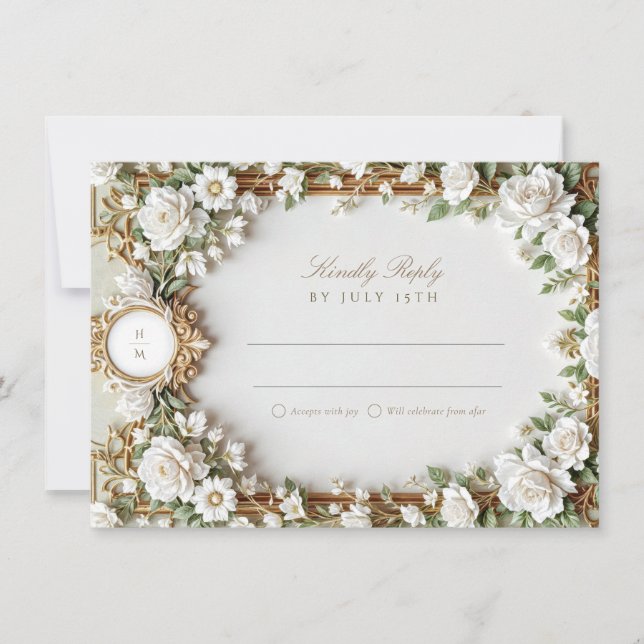 Convite Elegant Wedding RSVP Card (Frente)
