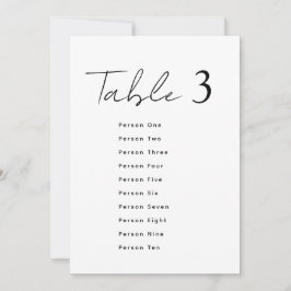 Convite Elegant Wedding Table Number Script Seating Chart