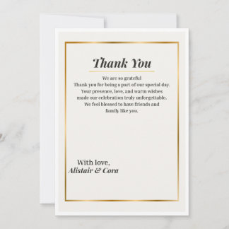 Convite Elegant Wedding Thank You Card | Minimal Classic